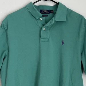 Polo Ralph Lauren Men's Large Classic Fit Polo Green Cotton Blue Pony - Picture 1 of 8
