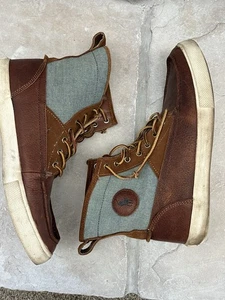 HERREN POLO RALPH LAUREN "TYPEDALE" STIEFEL PITSTOP/CHAMBRAY BRAUN LEDER 10,5 M - Bild 1 von 12