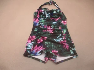 Unbranded Size L Girl Tropical Lined Wireless One-Piece Shorts Swimming Suit 10H - Picture 1 of 6