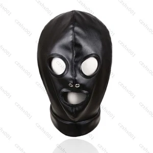 1X Kunstleder Maske Kopfmaske mit Augen Mund öffnung Schwarzmaske Erotische CN - Bild 1 von 5