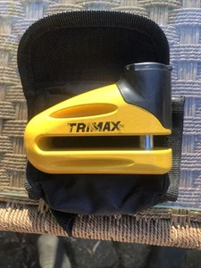 T665LY Hardened Metal Disc Lock - Yellow 10mm Pin Long Throat with Pouch 2 Keys - Picture 1 of 11