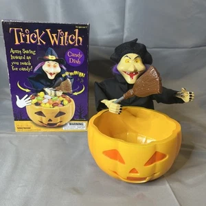 Halloween Trick Witch Candy Dish Motion Sound & Lights Battery Operated - Picture 1 of 13