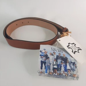 ESCADA SPORT GENUINE BROWN LEATHER BELT WITH GOLD BUCKLE SIZE 28 "MADE IN ITALY - Picture 1 of 7