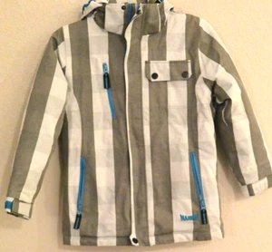 Youth unisex Marker sz 8 gray striped ski/snowboard coat parka jacket EUC - Picture 1 of 13