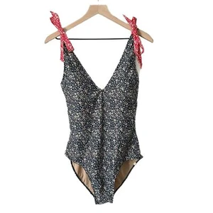 NEW Summersalt The Tie Backflip One Piece Swimsuit Blue Red Floral Size 10 - Picture 1 of 4