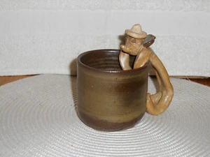 Vintage Art Pottery Stoneware Cup/Mug with Figure Handle Maybe Mahon - Picture 1 of 6