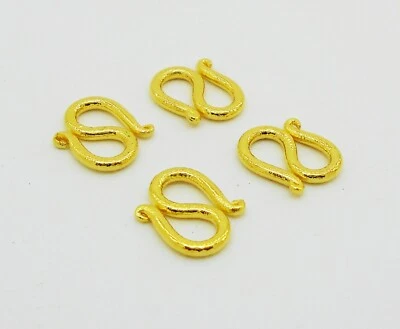 4 Piece 22K 24K Thai Baht Gold Plated Hoops Clasp S 12 MM For Bracelet Necklace - Image 1 of 2