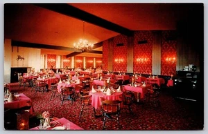 Postal cromada Los Robles Lodge restaurante vista interior Santa Rosa California - Imagen 1 de 2