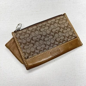 VTG Coach Coin Purse Monogram Double C Logo Canvas Zip Key Chain ID Wallet Y2K - Picture 1 of 16