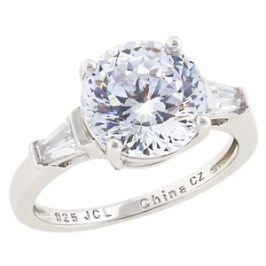 Radiance by Absolute Sterling Silver 120-Facet Round Stone 3-Stone Ring sz 10 - Picture 1 of 8