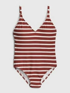 nwt gap womens basingsuit white burgundy striped one piece xL 418246 - Picture 1 of 3