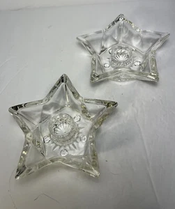 Set di 2 Portacandele conico cristallo di piombo 4,4" vetro tagliato a forma di stella - Foto 1 di 11