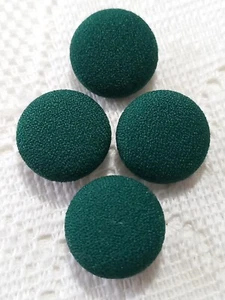 4 Green Fabric Covered Plastic Shank Buttons. Approx - 16 mm - Picture 1 of 3