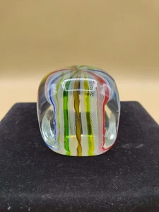 MCM Murano Glass Square / Dice Form Latticino Glass Paperweight Pre-owned - Picture 1 of 16