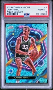 2024 Topps Cosmic Chrome Larry Bird Aqua Refractor 133/149 SP Boston PSA 10 HOF - Picture 1 of 2