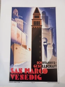 SAN MARCO NAVIG. VENEZIA 1934 - RICCOBALDI - RIPRODUZIONE POSTER 26X33 - Picture 1 of 1