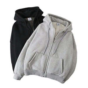 Mens Thick Plush Hoodie Hooded Jacket Zip Warm Winter Long Sleeve Outwear Coats - Picture 1 of 8