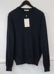 Men Suitsupply Jumper Navy Blue Merino Wool Crew Neck Size XL XBA249 - Picture 1 of 5
