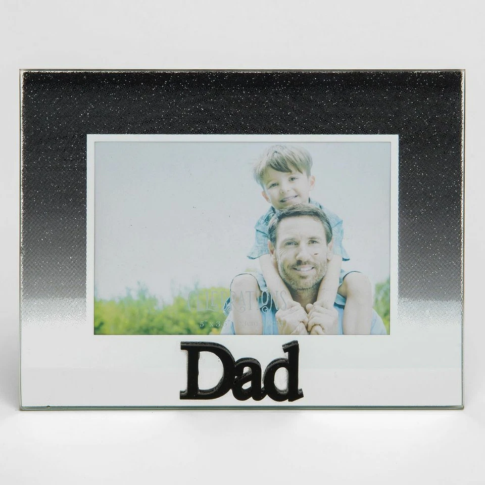 Celebrations Black Glitter Glass Photo Frame Dad - Image 1 of 1