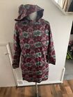 Seasalt Womens Tin Cloth Waterproof Coat Turquoise Red And Pink Flower - Size 12