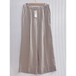 Eileen Fisher Organic Linen High Waist Pleated Wide-Leg Pant NWT Size M - Picture 1 of 7