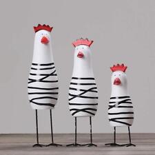 3Pcs Funny Wooden Rooster Kitchen Set Decor Figurine Ornament Home Accessorie...