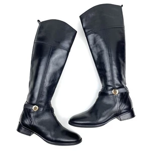 Tory Burch Stiefel groß Leder Reiten Reitsport schwarz Brita kniehoch Größe 6,5 - Bild 1 von 10