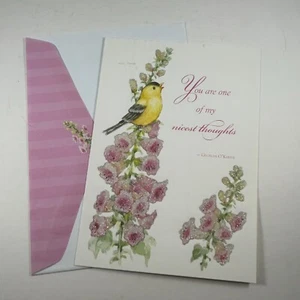 Tarjeta de felicitación brillo jilguero pájaro y flores católico St Labre escuela india - Imagen 1 de 5