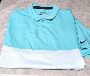 New! NIKE GOLF DRIFIT-Sea Green/Wht Poly/Spdx, Mens TOUR PERFORM Golf Shirt-(L) - Picture 1 of 3