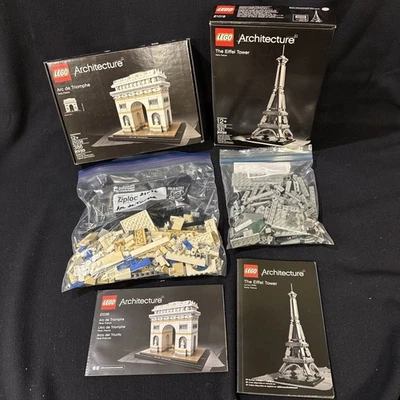 LEGO Architecture 21019 & 21036 Eiffel Tower Arc De Triomphe Complete Box Manual - Image 1 of 4