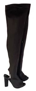 ROGUE Women Thigh High Black Stretch Open Toe Sandal Boots Sz 7 Preowned - Picture 1 of 5