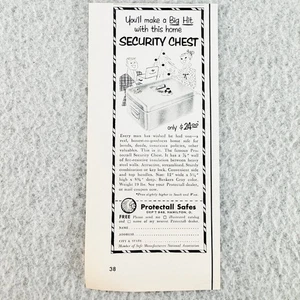 Protectall Safes Original 1954 Print Ad Security Chest Gray Vintage - Picture 1 of 1