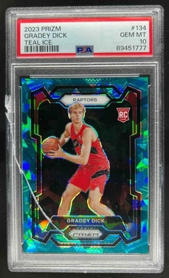 2023-24 Prizm Gradey Dick RC Prizm Teal Ice #125/225 PSA 10 (Cracked Slab) - Image 1 of 2