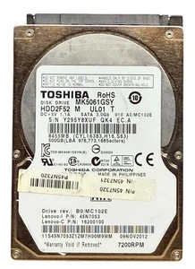 TOSHIBA 500GB Laptop HDD 2.5" 5400RPM SATA 3Gb/s 8MB Cache MK5061GSY - Picture 1 of 2
