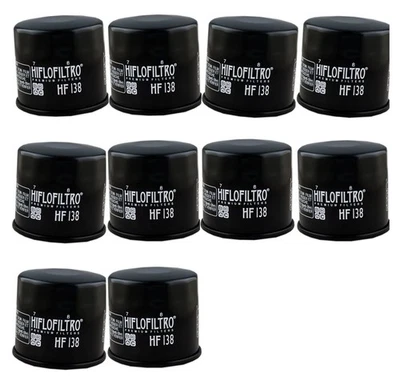 HF138 Oil Filter - Black - 10 Pack For 86-17 Aprilia Suzuki Kymco Arctic Cat - Image 1 of 4