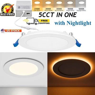 Luces empotradas LED 6 pulgadas con luz nocturna - Downlight de oblea ultrafina sin lata Foto 1 de 4