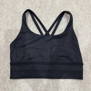 Lululemon Women's Size 4 Black Energy Bra Shine **No Bra Inserts - Picture 1 of 4