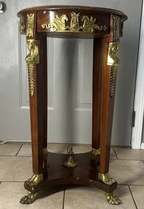 Vintage French Neoclassical Louis XVI Style Side Accent Table granite/marble - Picture 1 of 24
