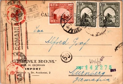 1942 Bucarest Rumania PS cubierta de postal a Nuremberg Alemania Foto 1 de 2