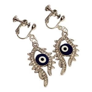 Ohrclips Clips Ohrringe Nazar Auge silberf Strass kristallklar 4,5 cm Ohrklipser - Bild 1 von 4