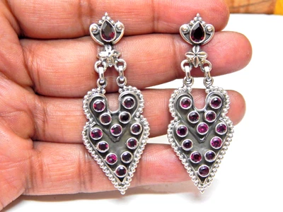 Granate Granate Boho Pendiente Plata de Ley 925 Boda Joyería Regalo Para Ella Foto 1 de 4