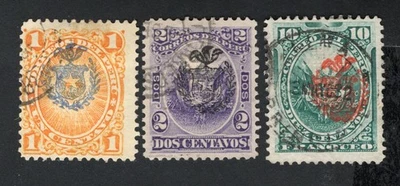 Peru 1881 stamps Mi#1-2+5 Chile used CV=26$ - Image 1 of 2