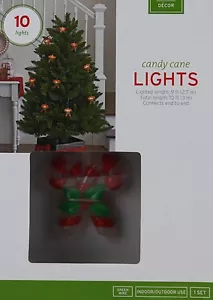 10 luces de cuerda de caña de caramelo alambre verde iluminado longitud 9 pies uso interior exterior - Imagen 1 de 1