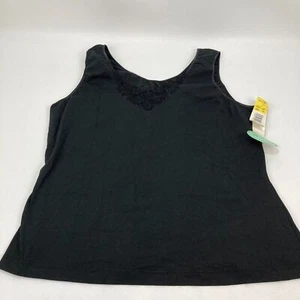 De La Rose  Cami Tank Top Women's Soft Stretch  Black Sz 2X - Picture 1 of 6