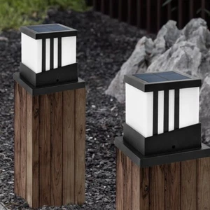 2PCS Outdoor LED Solar Post Deck Cap Garden Fence Post Cap Light 4x4'' 5x5'' - Picture 1 of 11