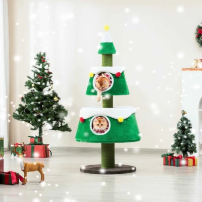 Michu Christmas Cat Tree Festive Fun and Cozy Hideaway 159cm - Image 1 of 4