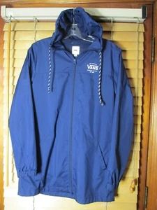 Vans Off the Wall Men’s XS Full Zip Blue Windbreaker Hooded Rain Jacket Lined - Picture 1 of 4