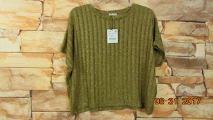 Zara Collection Women's Green /Gold Stretch Knit Top Size S E-29 - Picture 1 of 5