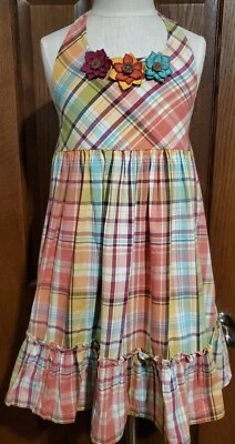 Vestido a Cuadros Gymboree Jungle Gem Niñas Talla 5 5T Halter En Muy Buen Estado Foto 1 de 4