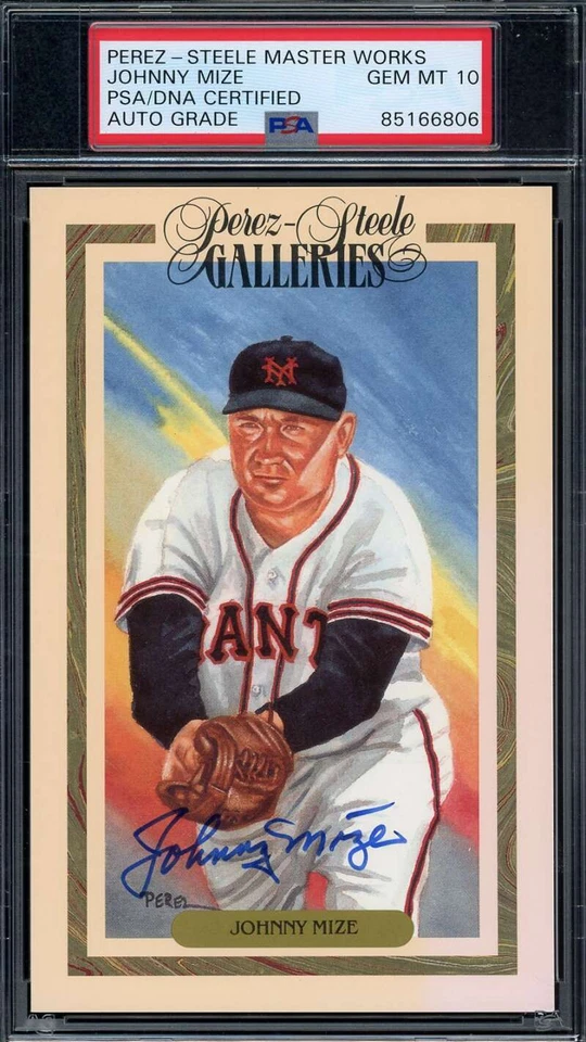 Johnny Mize Gem Mint 10 PSA DNA Signed Perez Steele Master Works Galleries PC - Image 1 of 1
